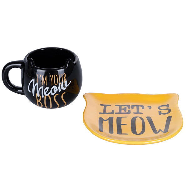 prezzo VdE Tivoli 1996 Cats Ensemble soucoupe et tasse en céramique jaune et noire
