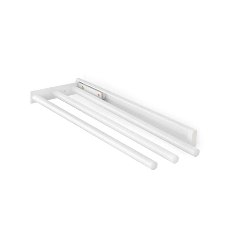 Porta Asciugamani Estraibile Descrizione 3 Bracci Verniciato Bianco Alluminio Emuca