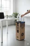 Pattumiera Per Raccolta Rifiuti 28x28xh70 cm in Cartone Con Stampa Grafica Carta Beige