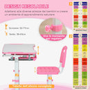 Banco Scuola per Bambini Piano Inclinabile e Sedia Regolabile 66x47x52-77 cm Rosa 