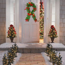Ghirlanda Dietroporta Natalizia 40x95 cm con Palline Fiocchi Fiori Rossi