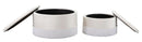 Puff Contenitore Lines New Coppia Crema Ø71x41-55x33 cm in Legno Spugna e Poliestere Crema