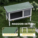 Conigliera da Esterno 90x45x65 cm con Vassoio Estraibile Tetto Apribile e Porta con Serratura in Legno di Pino Grigio      