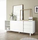 Credenza Mobile Soggiorno 3 Cassetti 1 Porta in Melamina 206x50x86cm TFT Aladdin Bianco
