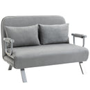 Divano Letto Singolo con Seduta Regolabile in 5 Posizioni 105x80x78 cm in Finta Pelle Grigio Chiaro  