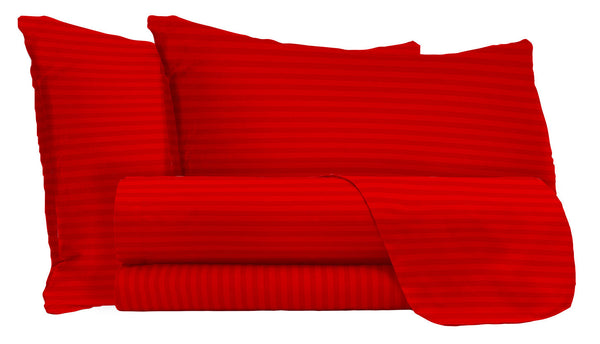 acquista Parure de lit double dessus et dessous et taies d'oreiller en satin de polyester rouge