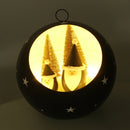 Sfera Natalizia in Metallo con Led nero cm Ø22xh22