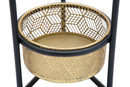 Porta Vasi Doppio Ø23x80 cm in Ferro Nero e Oro