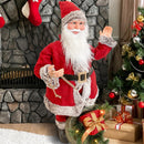 Pupazzo Babbo Natale H80 cm con Luci e Movimento Rosso e Grigio
