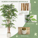 Pianta Artificiale di Banano in PEVA e Legno con Rami Orientabili e Vaso Contenitore in PP e Cemento      