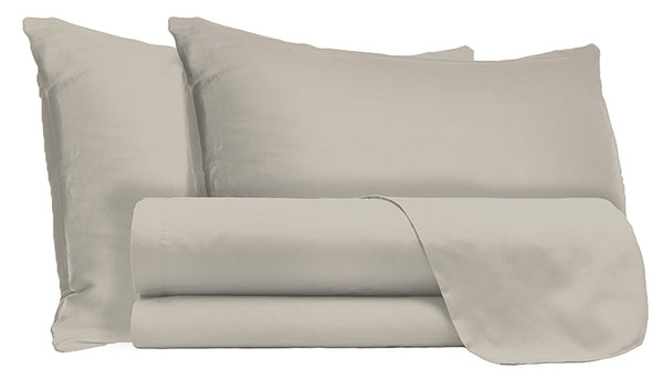 online Ensemble de draps doubles dessus et dessous et taies d'oreiller couleur unie gris