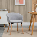 Sedia Moderna con Braccioli Imbottiti 57x56x72 cm in Tessuto Effetto Lino Grigio Chiaro 
