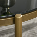 Tavolino da Caffè con Piano in Vetro Temperato Ø85x41 cm Base in Metallo Nero e Oro