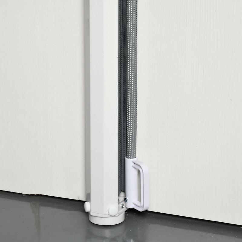 Cancelletto per Cani Estensibile 115x82,5 cm in Poliestere e Acciaio Bianco e Grigio   