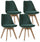 Lot de 4 Chaises 48,5x47x81,5 cm en Velours Vert Emeraude