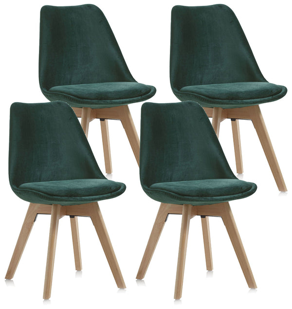 Lot de 4 Chaises 48,5x47x81,5 cm en Velours Vert Emeraude acquista
