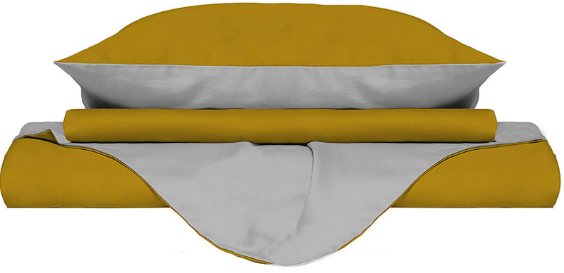 Copripiumino con Sacco e Federe Doubleface Senape\/Grigio Chiaro Varie Misure