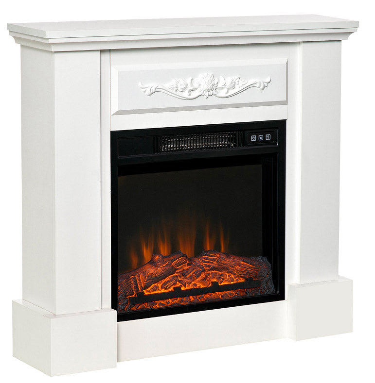 Camino Elettrico da Pavimento 81x29x76 cm Effetto Fiamma 2000W Versaille Bianco