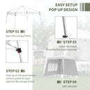 Gazebo Pieghevole da Giardino 2,4x2,4x2,5m in Acciaio e Tessuto Oxford Bianco