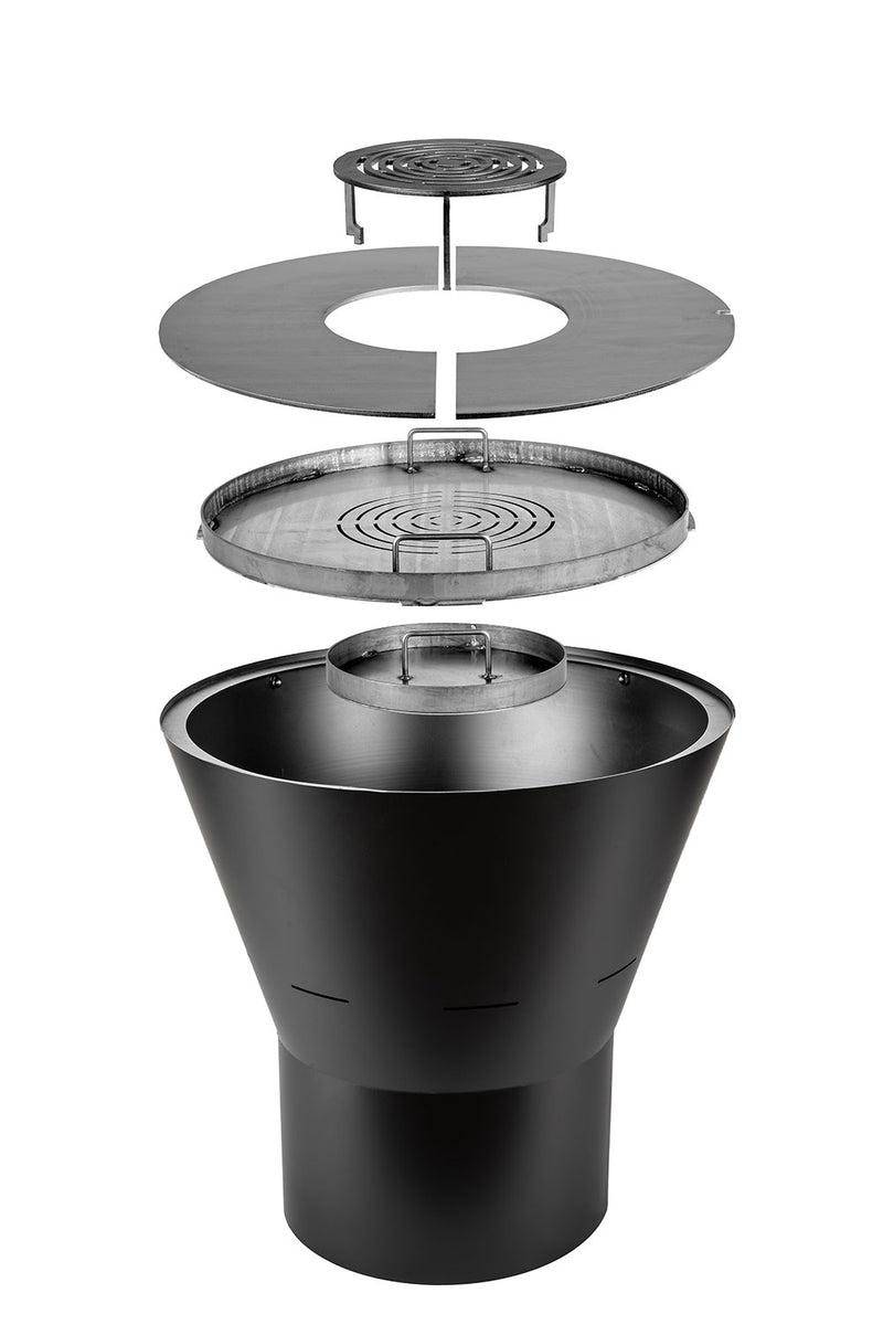 Barbecue a Legna Ø60x66 cm Azalea in Acciaio Nero Alta Temperatura