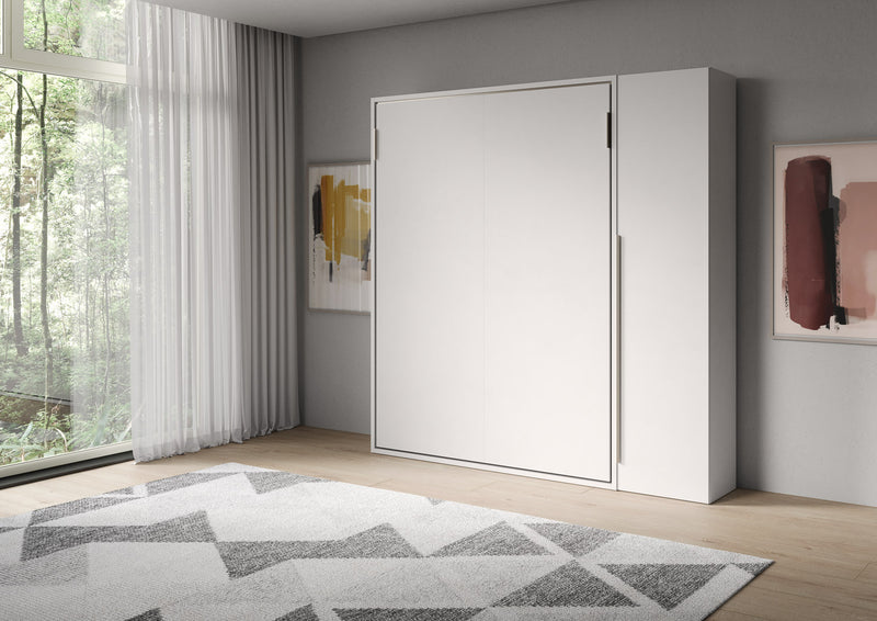 Letto Matrimoniale Francese A Scomparsa 140 Versia Con Armadio 1 Anta Dx Bianco      