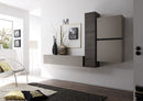 Parete Attrezzata Mobili Salotto 4 Mobili Sospesi 169x244x31cm TFT  Cube Grigio Opaco e Quercia Wengè