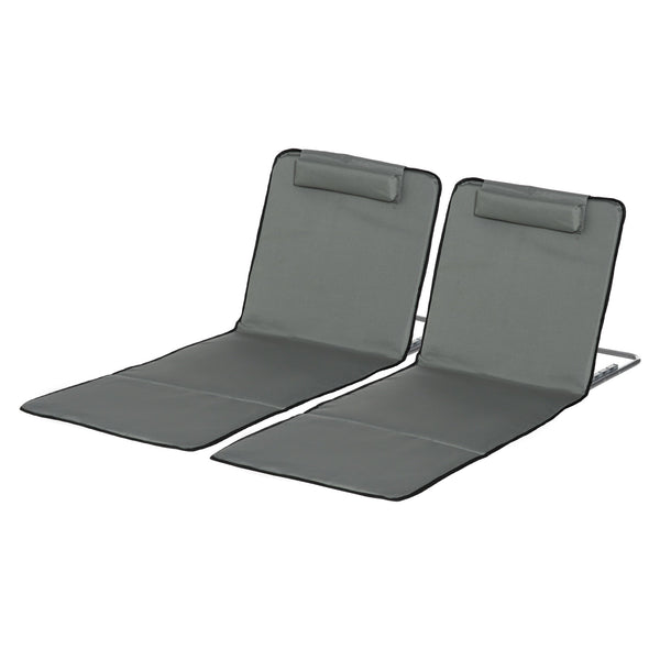 Set 2 Lettini Spiaggia Pieghevoli con Schienale Regolabile a 5 Livelli 53x124x35-45 cm in Tessuto Oxford Grigio prezzo