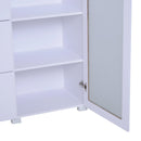 Mobiletto Cassettiera 4 Cassetti 3 Ripiani in Legno e Vetro Temperato Bianco 100x40x116.5 cm 