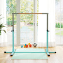 Barra da Ginnastica per Bambini 3+ Anni 194x121x92-150 cm in Acciaio e Legno Massello di Faggio Celeste      