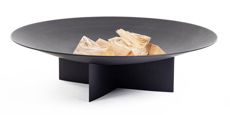 Braciere da Giardino Ø100x27 cm in Acciaio Nebraska Nero