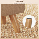 Pouf Poggiapiedi 27x27x26 cm Gambe in Legno di Caucciù Portata Fino a 110 kg in Tessuto Effetto Lino Marrone      