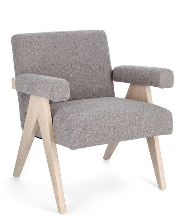 sconto Fauteuil de salon Faiza 57,5x80x83 cm en tissu gris tourterelle