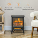 Camino Elettrico da Pavimento 1800W con Fiamma a 3 Intensità 36x21x47 cm Nero 