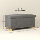 Panca Contenitore Pieghevole 76x38x38 cm Capienza da 67L Coperchio Imbottito e Rivestimento Vellutato Grigio      