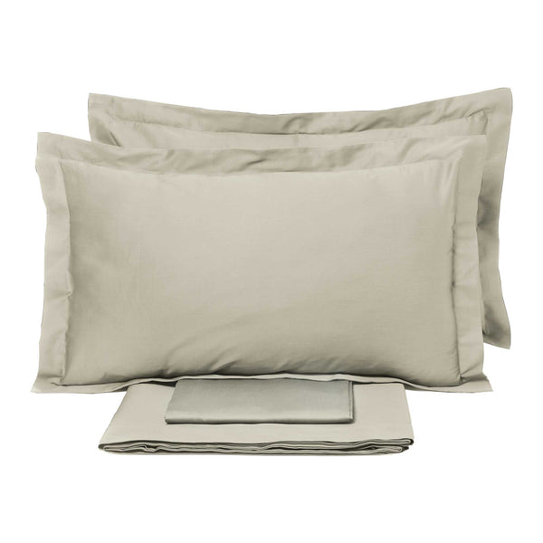 Ensemble de draps doubles dessus et dessous et taies d'oreiller Garrini Clarice Sand de couleur unie online