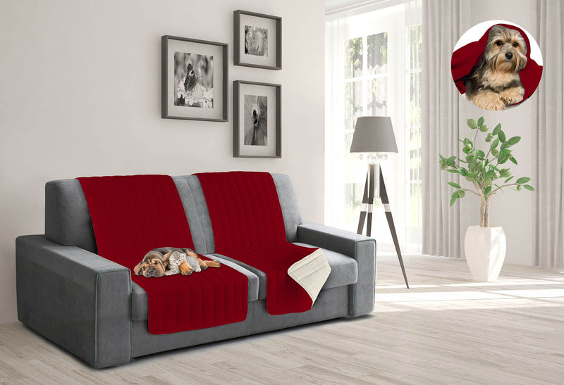 Copridivano a Fascia Doubleface Trapuntato 60x190cm Bordeaux/Panna