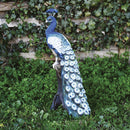 Pavone su Ramo Decorativo in Resina 25x50 cm per Laghetti e Giardini