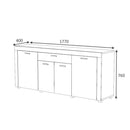 Madia Fiesta 4 ante 1 cassetto grigio cemento e bianco 177x40x76 cm