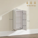 MobilettoPensile da Bagno con 2 Ripiani in Vetro Regolabili e Anta Senza Maniglia Bianco Lucido      