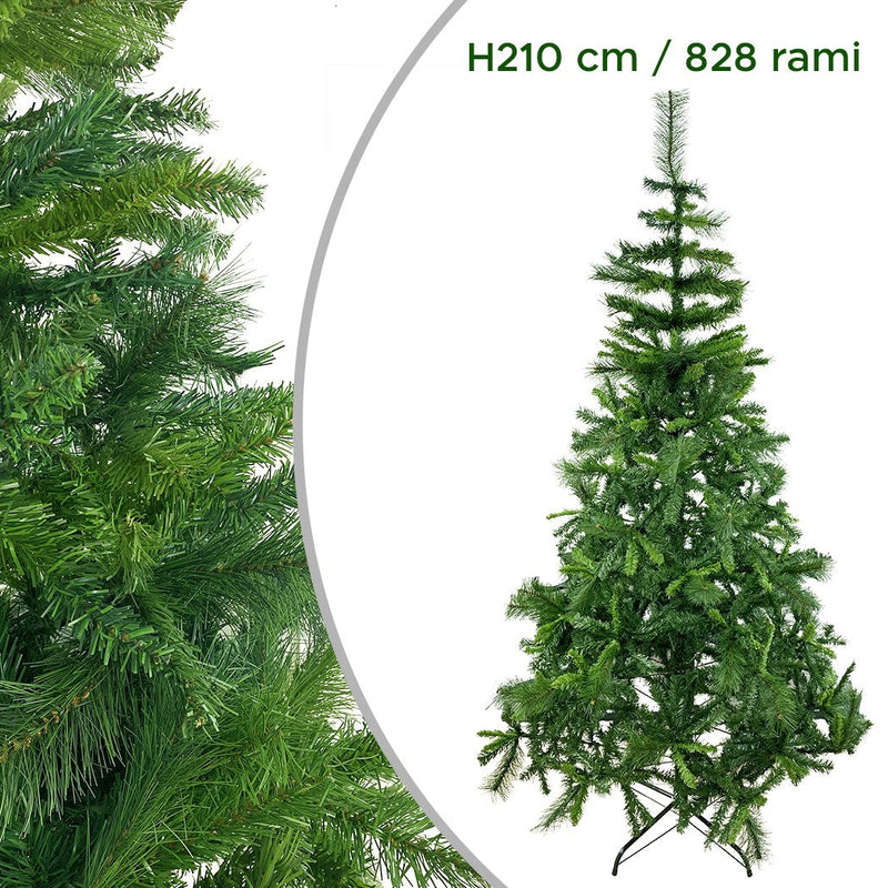 Albero di Natale 210H cm 828 Rami pieghevoli in PVC abete artificiale