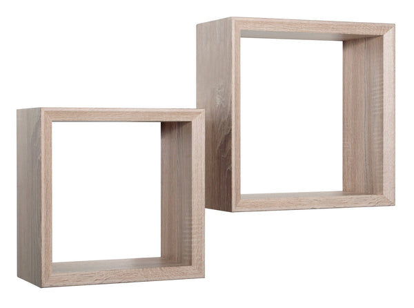 sconto Ensemble de 2 étagères murales cubiques carrées en panneaux de fibres de bois de chêne Sagerau de Genève