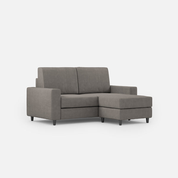 sconto Divano 2 Posti con Pouf 168x145x85 cm Sakar in Tessuto Grigio