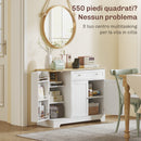 Credenza Moderna 105x40x83 cm Mobile Buffet con Cassetto e Armadietti in MDF Bianco      
