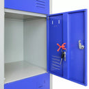 Set 3 Armadietti 12 Ante 45x38x180 cm per Scuole Palestre e Spogliatoi in Acciaio Blu