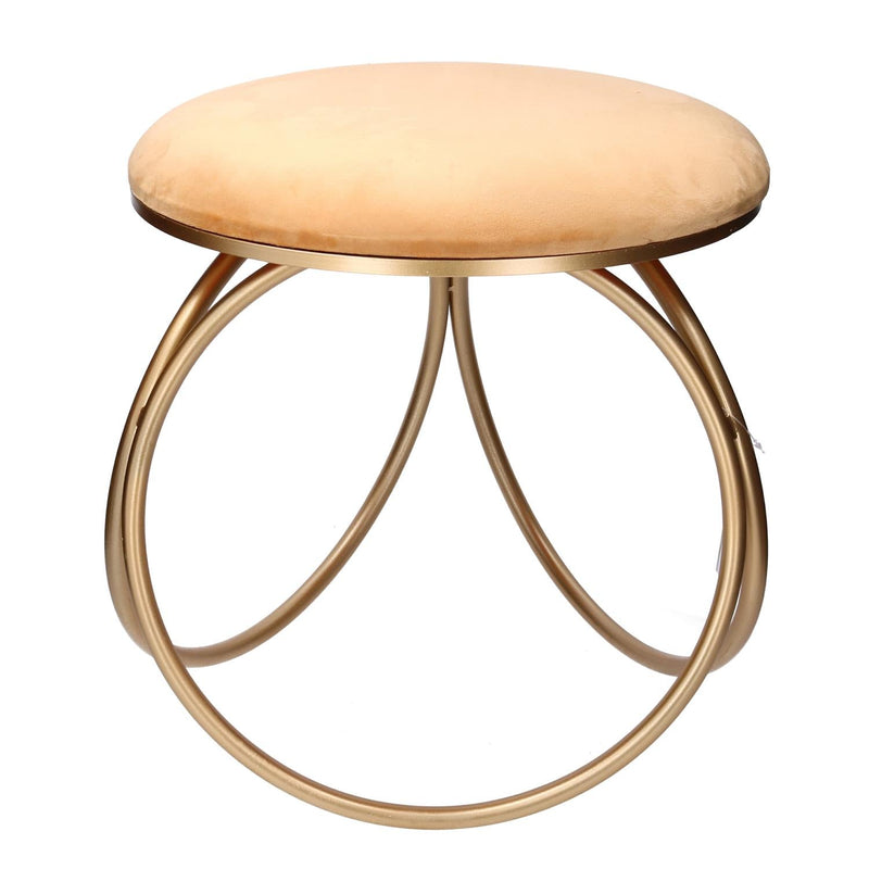 Pouf 44x42xh43 cm in Metallo e Velluto Ocra