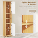 Mobile Colonna Bagno 30x30x166 cm con 2 Armadietti e Ripiani Aperti Bianco e Legno      