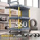 Carrello Portautensili a 3 Ripiani 64x48x95,5 cm con Pannello Forato Ganci Ruote a Freno e Maniglia in PP e Alluminio Grigio e Giallo      