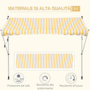 Tenda da Sole a Muro con Pali di Supporto 3x1.5m Bianco e Giallo 