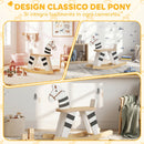 Cavallo a Dondolo per Bambini 1,5-3 Anni 68x26x53 cm con Base Larga in Legno MDF e Multistrato Multicolore      