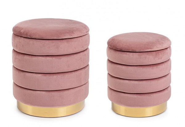 Ensemble de 2 poufs de rangement Darina rose antique en bois online